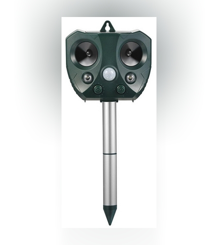 Aparat Solar LED cu Ultrasunete, Flippy, Repelent pentru Animale Mari si Mici, Lumina Rosie si Alba, Anti Rozatoare, Anti Insecte, 15 x 14 x 24 cm, Verde