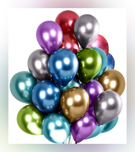 Set 10 Baloane din Latex Chrome, Flippy, Model Party, 23 cm, Multicolor, 2.2 g