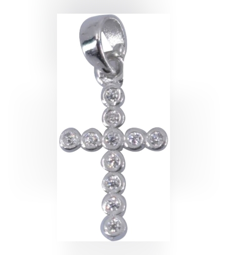 Pandantiv din Argint 925 Jolie Silver, Model Cruce cu Zirconii, 20 x 0.9 mm, 0.5 g