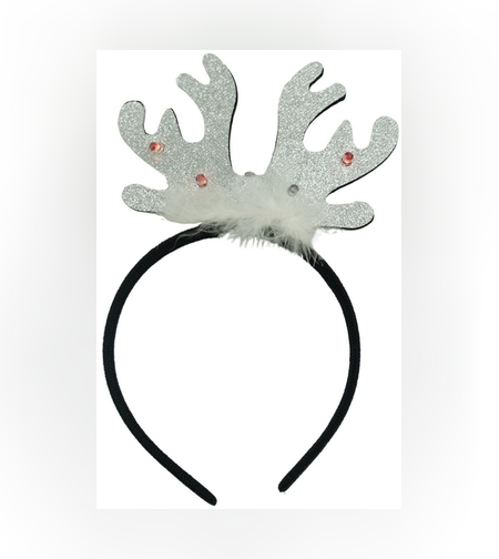 Bentita/cerc ren de Craciun, culoare negru cu gri metalic, marime standard, Flippy