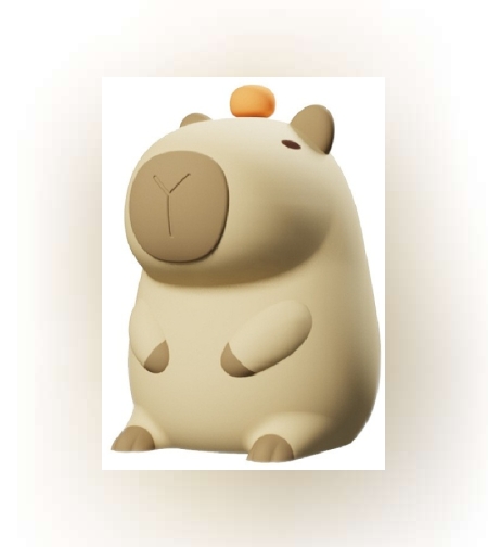 Lampa de Veghe pentru Copii, Flippy, din Silicon, Senzor Tactil, Model Capibara, Lumina Calda, Protectie pentru Ochi, Incarcare USB, Capacitate Baterie Incorporata 800mAh, 10.8x9x12.8 cm, Alb