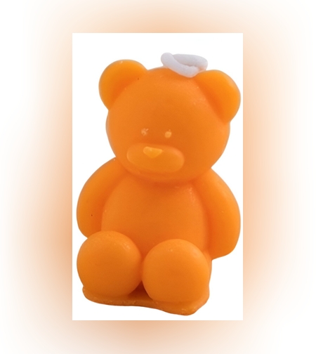 Lumanare Parfumata, Flippy, Model Ursulet, Portocaliu, Aroma de Portocala, 5.5x3.6x4 cm