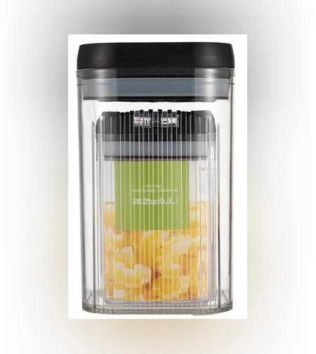 Cutii de Depozitare Alimente, Flippy, Set din 2 Cutii de Tip Container de 0.8 si 1.3 l, Recipiente pentru Cereale in Bucatarie, Transparente cu Capac Negru