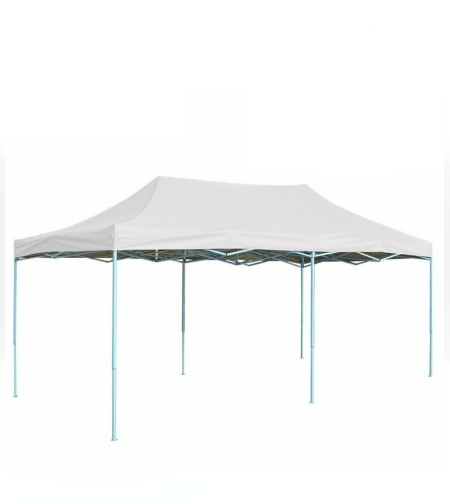 Cort Pavilion 3x6m Alb Pliabil Cadru Metal pentru Curte, Gradina, Evenimente