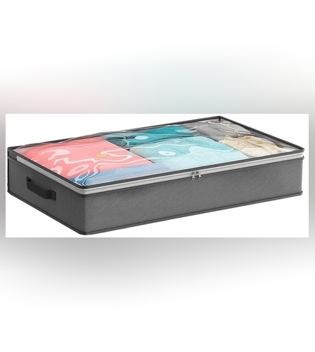 Husa de Depozitare, Flippy, Intrebuintare Multipla, Pliabila, cu Fermoar Bidirectional si Fereastra Deasupra Transparenta, Manere Laterale, Lavabila, 100x50x15 cm, Gri