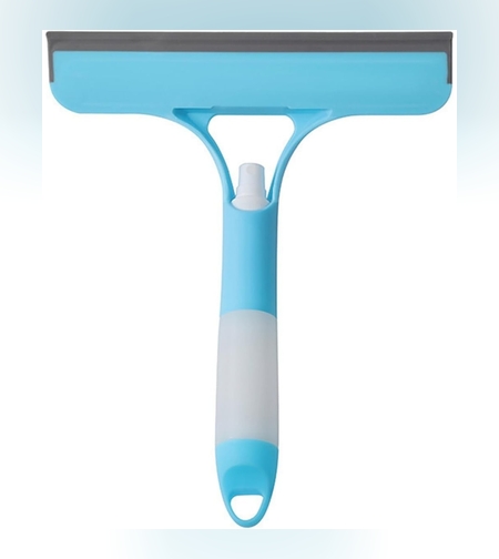 Racleta de Curatare 3 in 1, Flippy, Multifunctional, Pentru Casa si Masina, Pulverizator de Spray, Racleta din Silicon si Burete, 21.5 x 25.7 cm, Albastru