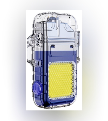 Lanterna Tip Breloc cu Bricheta, Flippy, Impermeabila, 3 Moduri Iluminare, 300 mAh, Incarcare USB-C, COB, Raza de Actiune 50 - 100 m, 7.4 x 4.9 x 1.7 cm, Albastru