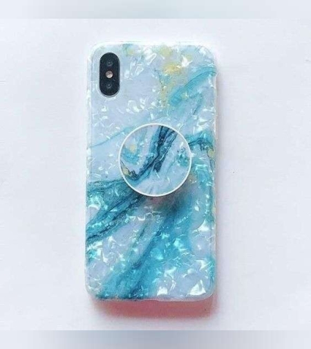 Husa protectie pentru Apple iPhone 11 Pro Max Soft IMD TPU Marble Albastru Suport inclus