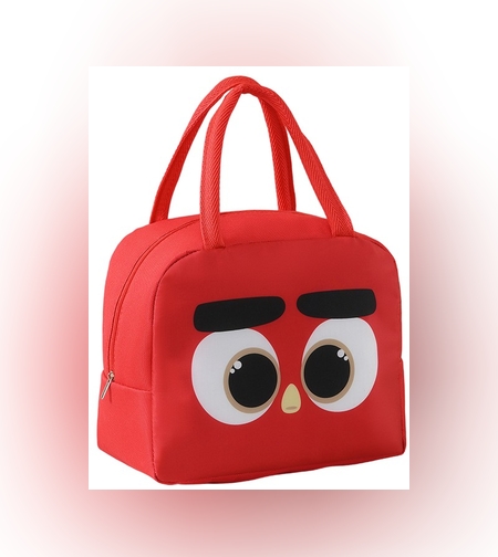 Geantă Frigorifică, Flippy, cu Desene Animat, Portabilă pentru Copii, de Prânz, din Pânză Oxford, 22x14x19 cm, Model Pasare, Rosu