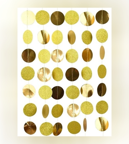 Banner cu Cerculete, Flippy, Tip Franjuri, 4 m, Rola de Ata Inclusa, Auriu