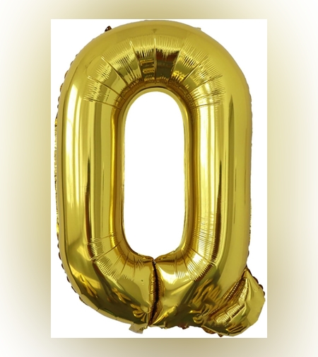Balon Folie Metalizata Litera Q, Flippy, 80 cm, Umflati cu Heliu sau Aer, Ambalaj Individual, Pai inclus, Auriu