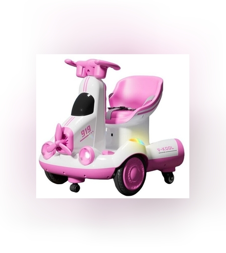 Masinuta Electrica, Flippy, pe 4 Roti, cu Telecomanda, Lumini Led si Muzica, +2 ani, Inaltime Reglabila, Roz