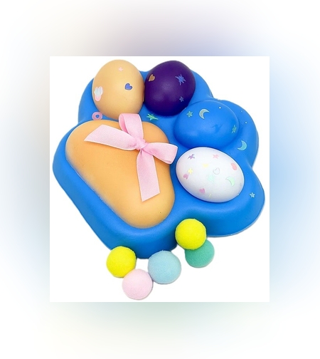 Jucarie Antistres Squishy, Flippy, cu Revenire Lenta, Squeeze Toys, Model Cat Paw, 12.5x10.5 cm, 220g, +3 Ani, din TPR, Model 7, Multicolor