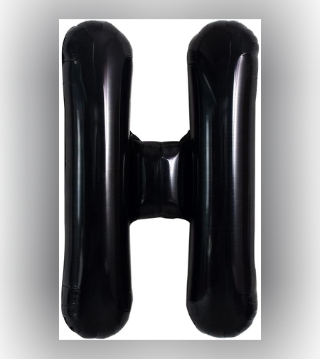 Balon Folie Metalizata Litera H, Flippy, 40 cm, Umflati cu Heliu sau Aer, Ambalaj Individual, Pai inclus, Negru
