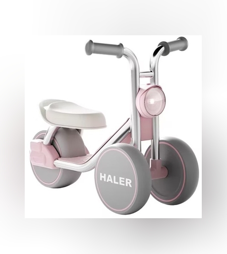 Tricicleta pentru Copii, Flippy, Exercitiu de Echilibru, pentru 1-6 Ani, Lumina LED, Fara Pedale, din Plastic, Roti 7.8 cm, Greutate Portanta 50 kg, 43 x 58 x 35 cm, Roz