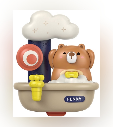 Jucarie de baie Flippy, Ursulet in cada cu spuma, 29 cm, Jucarie interactiva, Multicolor