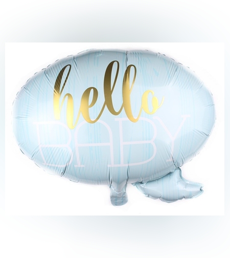 Balon din Folie Metalizata, Flippy, Figurina Norisor, Tema Hello Baby , 59x50 cm, Ambalaj Individual, Pai Inclus, Umflare cu Aer sau Heliu, Albastru