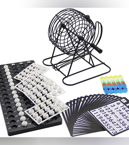 Joc Bingo Flippy, din metal, 75 bile albe, portabil, 21 x 21 cm, negru