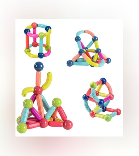 Set 36 de Piese Magnetice de Constructie, Flippy, Puzzle, Forme, 3 Ani, ABS, Magnet, 18x6x16 cm, Multicolor