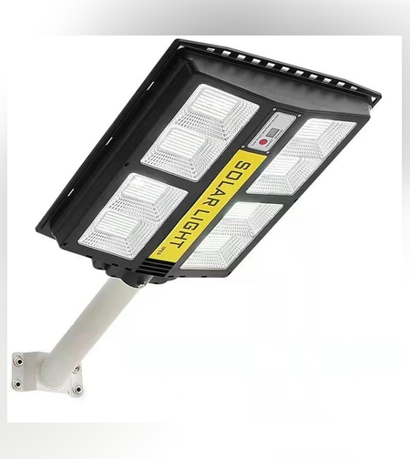 Lampa solara stradala Flippy, cu telecomanda, senzor de miscare si lumina, suport prindere, 720 LED-uri, IP65, ABS, 15AH, 500W, temperatura culoare 6500K, 44.5x34.7x6.6 cm, autonomie 10-12 ore, negru