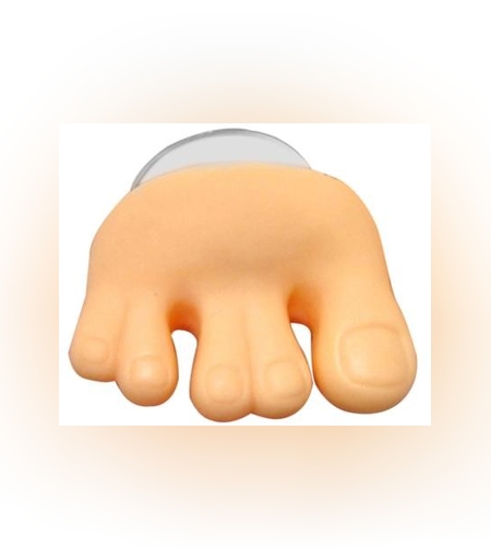 Suport de Baie, Flippy, Multifunctional, pentru Periute/Cabluri, din PVC, cu Ventuza, Model Picior, 4 x 6.5 cm, Crem