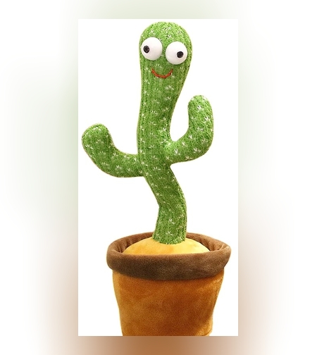 Jucarie Cactus Dansator Flippy, Canta, Danseaza, Imita, Distractiv, Verde, 37cm
