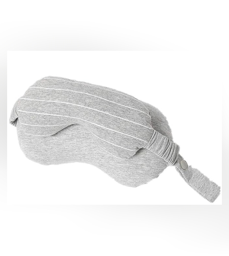 Masca de dormit, Flippy, 2 in 1, cu Tetiera, din Particule de Spuma si Bumbac, Gri Deschis