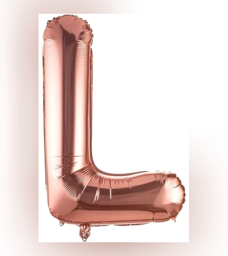 Balon Folie Metalizata Litera L, Flippy, 80 cm, Umflati cu Heliu sau Aer, Ambalaj Individual, Pai inclus, Rose Gold