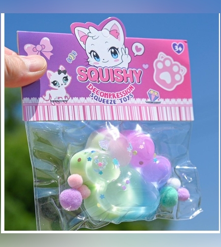 Jucarie Antistres Squishy, Flippy, cu Revenire Lenta, Labuta de Pisica Pufoasa, 7.5 cm, Ambalaj Transparent, Model 27054, Multicolor