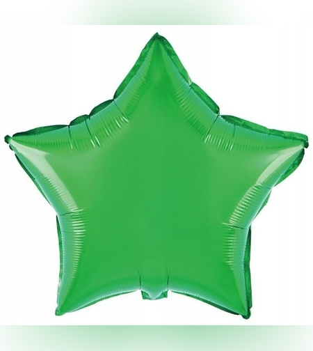 Balon din Folie Metalizata, Flippy, Figurina Stea, Model Simplu, Tematica Aniversare, 40 cm, Ambalaj Individual, Pai Inclus, Umflare cu Aer sau Heliu, Verde