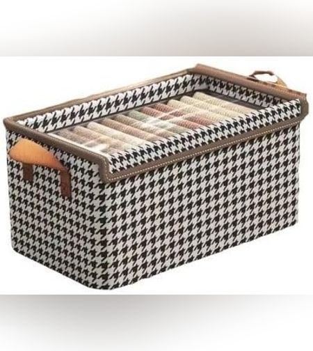 Cutie Depozitare, Flippy, Capac Transparent, Model In Carouri, Model Mare, Maro