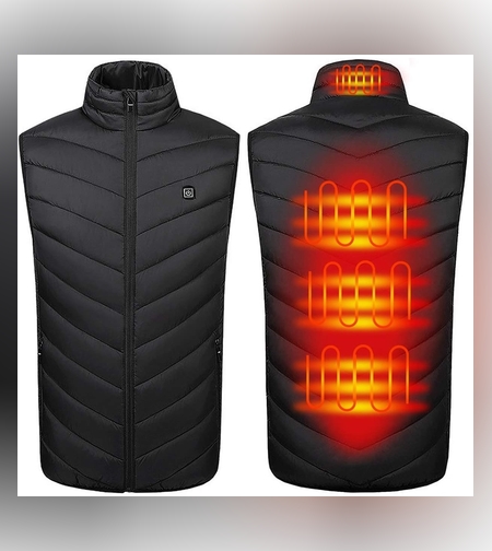 Vesta Inteligenta Incalzita, Flippy, Unisex, 2 Zone de Incalzire, Umplutura Bumbac, 3 Trepte de Temperatura, Incarcare USB, Negru, 45 - 58 kg, Marime L