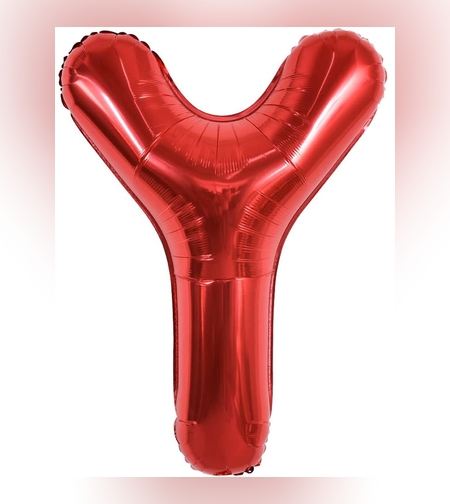 Balon Folie Metalizata Litera Y, Flippy, 40 cm, Umflati cu Heliu sau Aer, Ambalaj Individual, Pai inclus, Rosu