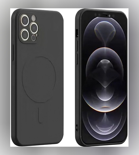 Husa protectie Flippy compatibila cu iPhone 12 (6.1), Liquid MagSafe, ring-shaped, magnetica, Negru