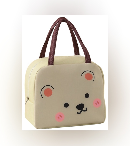 Geantă Frigorifică, Flippy, cu Desene Animat, Portabilă pentru Copii, de Prânz, din Pânză Oxford, 22x14x19 cm, Model Ursulet, Bej