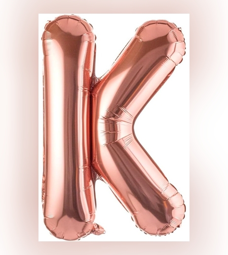 Balon Folie Metalizata Litera K, Flippy, 100 cm, Umflati cu Heliu sau Aer, Ambalaj Individual, Pai inclus, Rose Gold