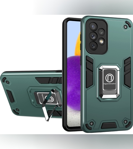 Husa Iron Warriors pentru iPhone 11, Flippy,  Hybrid Ring Holder Kickstand, Verde inchis