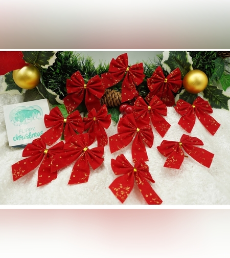 Set 12 fundite pentru brad, Rosii, 6 x 8 cm, din poliester, Flippy