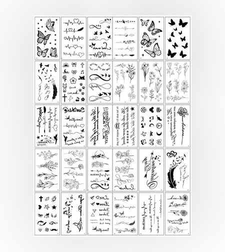 Set 30 Tatuaje Temporare, Flippy, pe Baza de Apa, Model 5, Negru