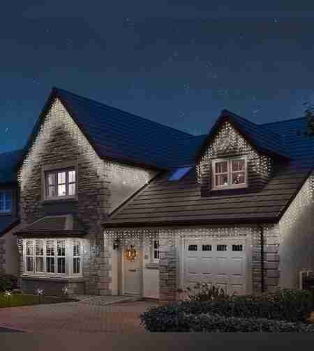 Instalatie Craciun, 130 m, Led-uri ,Franjuri, Alb rece, Flash, Alimentator, Interconectabila, Fir Transparent Cauciucat, 220v, Flippy