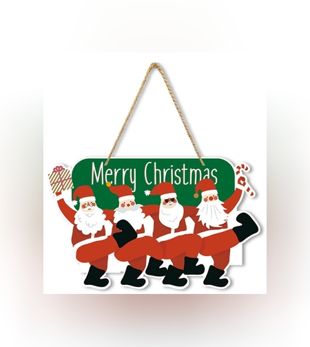 Decoratiune de Craciun, Flippy, de Agatat, pentru Usa, Perete sau Brad, Sfoara Inclusa, 25.2 x 41.7 cm, din Hartie 350g, Model Mosi Craciuni, Multicolor