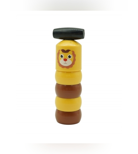 Jucarie Pentru Copii, Flippy, Leu Indestructibil, 6 Piese Demontabile, +3 Ani, Maro/Galben