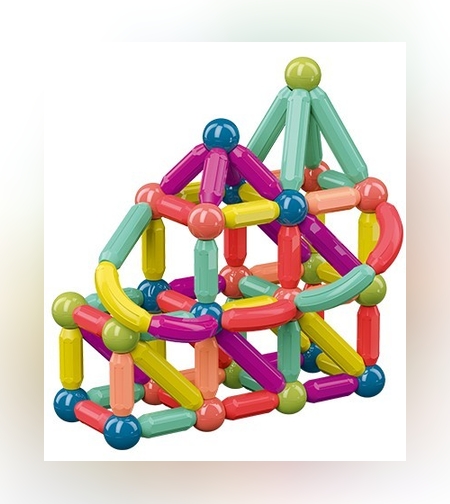 Set 36 piese magnetice de constructie, Flippy, Forme geometrice, Multicolor