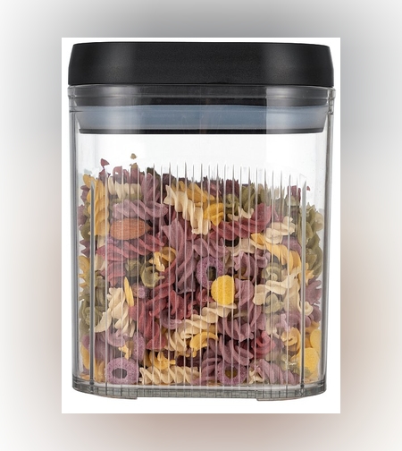 Cutie de Depozitare Alimente, Flippy, tip Container, 1.3L, Recipiente pentru Cereale in Bucatarie,  Transparente cu Capac Negru