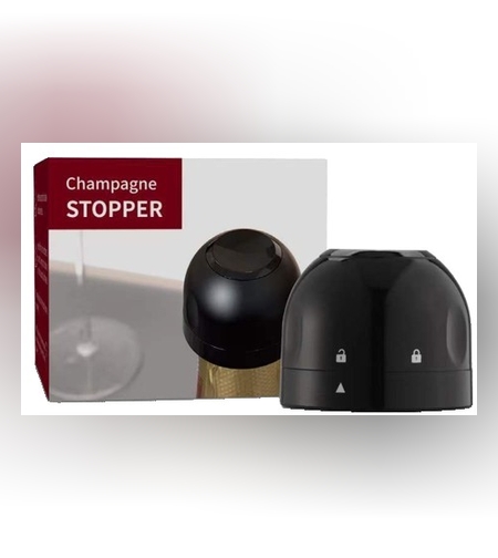 Capac de Etansare a Sticlei de Sampanie, Flippy, Rotativ, On-Off, Silicon, Reutilizabil, Usor de Depozitat si Folosit, 3.9 x 3.9 x 3.3 cm, Negru