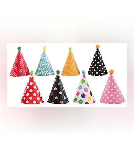 Set 6 Coifuri, Flippy, Petrecere Copii, din Carton, 24 x 13.5 cm, Model cu Buline si Dungi, Multicolor