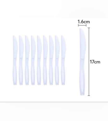 Set 10 cutite de unica folosinta 17 x 1.6 cm, alb