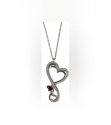 Colier din Argint 925, Inima si Fluture cu Zirconii 40 cm