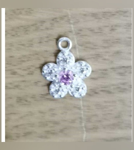 Pandantiv din Argint 925, Jolie Silver, Model Floare Cu Pietre, 0.9 g, 1 x 1 cm, Roz