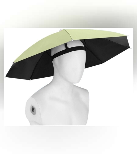 Umbrela de Cap, Flippy, Diametru 69 cm, Banda Elastica de Cap, Protectie UV/Ploaie, Verde Matcha